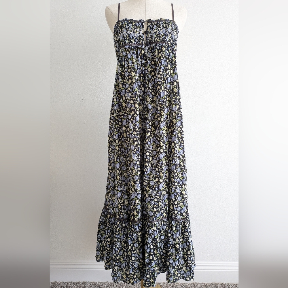 Free People Ditzy Blue Floral Maxi Dress XS